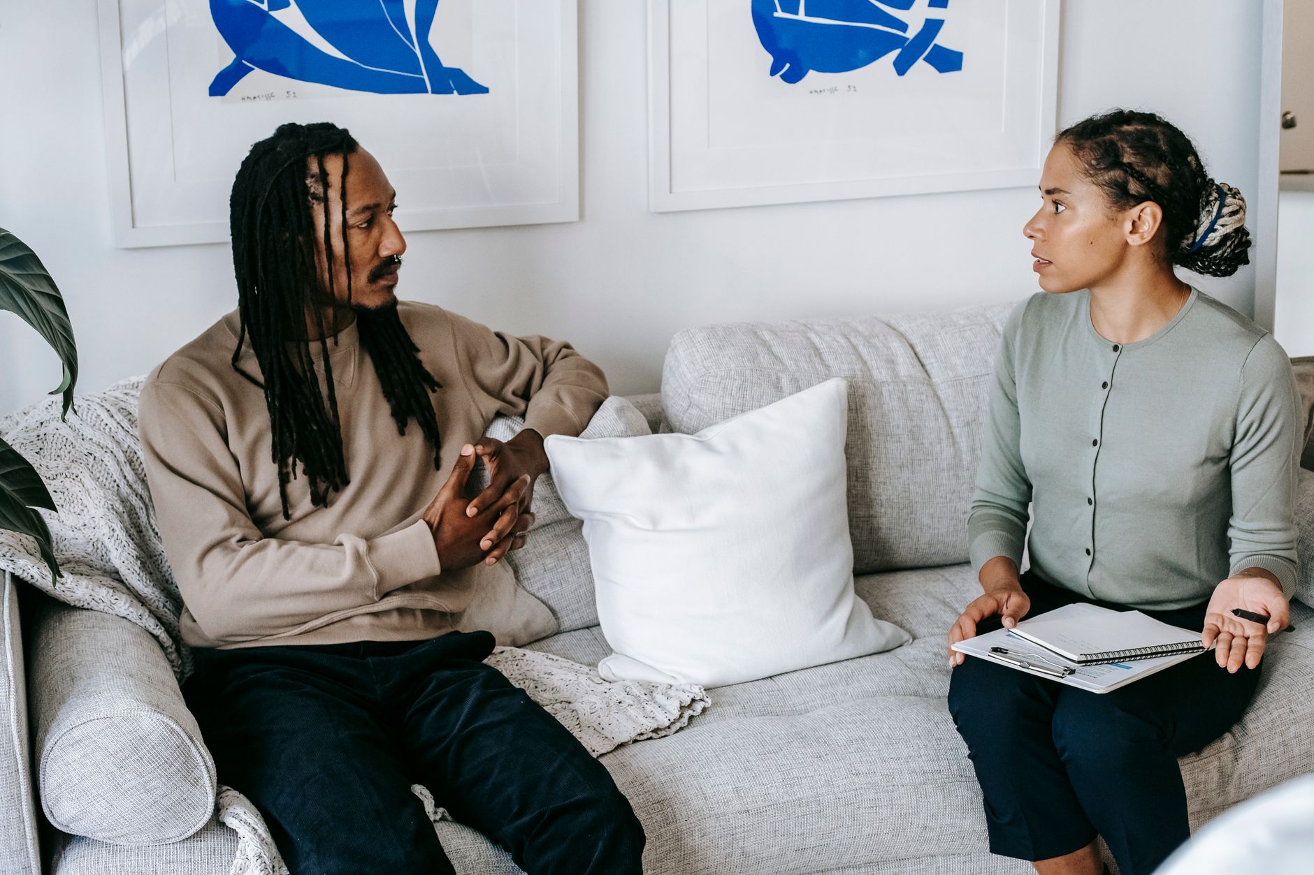 A warm, supportive counseling session